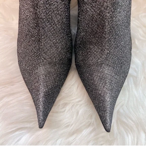 Balenciaga Essex 80mm Metallic Grey Buckle Pointed Toe Ankle Booties - Picture 10 of 16